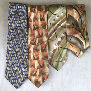 Lot of 4 Jerry Garcia Mens Silk Ties Abstract Limited Edition